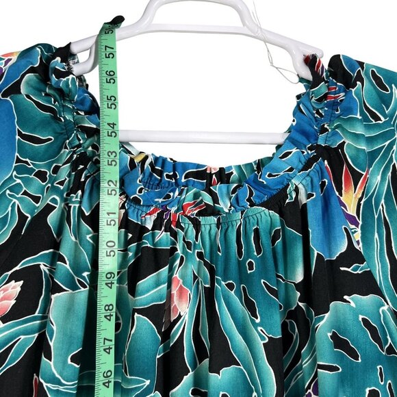 80s Hilo Hattie Womens 3X Hawaiian Maxi Dress Tropical Ruffle Hem Luau Vacation - Picture 5 of 16